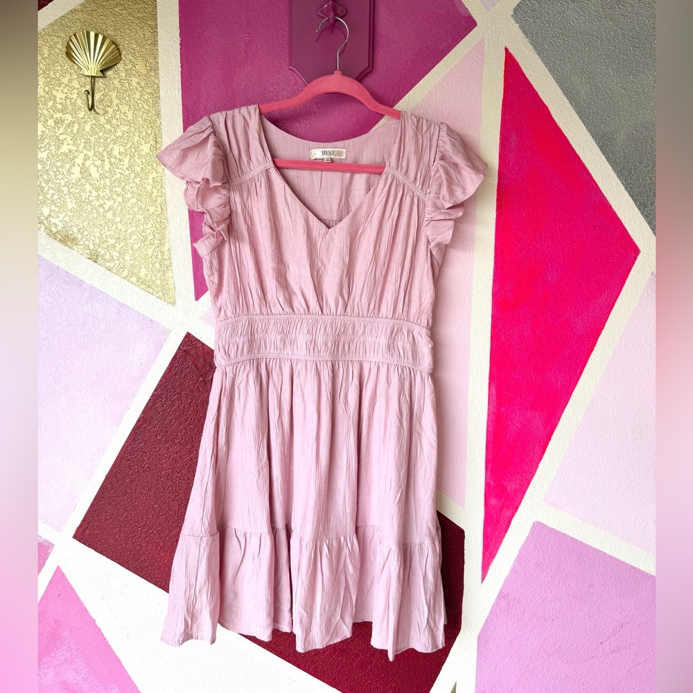 MINE Pink Ruffle Sleeve Dress